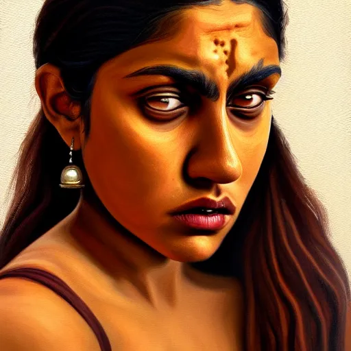 Image similar to a painting of a brown woman terrified of three brown men, hyperrealistic faces, detailed digital art, aesthetic!, trending on artstation,