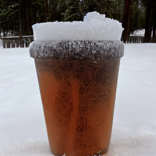 Prompt: slushy made out of brown dirty snow