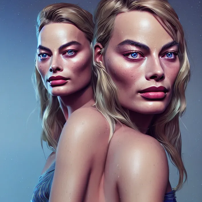 Image similar to portrait of margot robbie, iphone. intricate artwork. by tooth wu, wlop, beeple, dan mumford. octane render, trending on artstation, greg rutkowski very coherent symmetrical artwork. cinematic, hyper realism, high detail, octane render, 8 k, iridescent accents