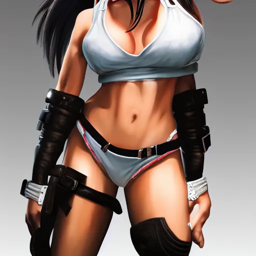 Image similar to complete body artwork of tifa lockhart, detailed, trending on artstation