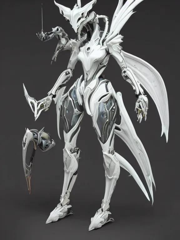 Image similar to extremely detailed front shot, low shot, of a beautiful elegant saryn warframe, that's a giant beautiful stunning anthropomorphic robot female dragon with metal cat ears, posing elegantly, detailed sharp robot dragon paws for feet, thick smooth warframe legs, streamlined white armor, long elegant tail, two arms, two legs, long tail, detailed warframe fanart, destiny fanart, high quality digital art, giantess art, furry art, realistic digital art, warframe art, Destiny art, furaffinity, DeviantArt, artstation, 8k HD, octane render