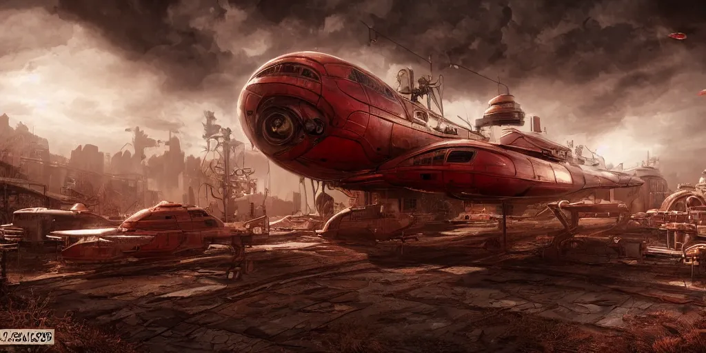 Image similar to steampunk spaceship under attack by mysterious intruders, interior, red, rusty brown, unreal 5, hyperrealistic, realistic, photorealistic, dynamic lighting, highly detailed, cinematic landscape, studio landscape, studio lighting,