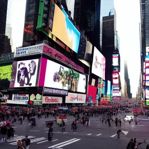 Prompt: breaking news coverage of a mysterious event in times square