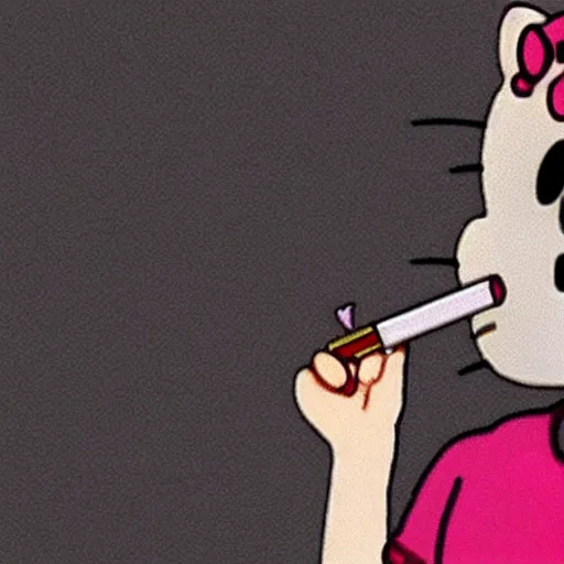 Image similar to hello kitty smoking a cigarette