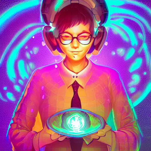 Image similar to skill magic geek inside matrix deepdream radiating a glowing aura stuff loot legends stylized digital illustration video game icon artstation lois van baarle, ilya kuvshinov, rossdraws,