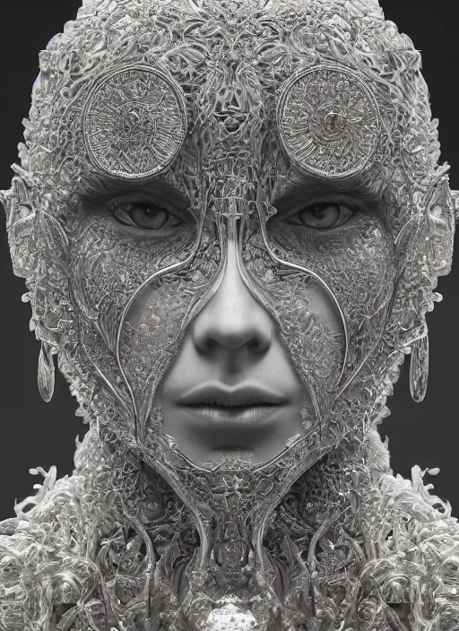 Prompt: sculpture made of water, portrait, future, shaman, harper's bazaar, vogue, magazine, insanely detailed and intricate, concept art, ornate, luxury, elite, elegant, trending on artstation, by ruan jia, by Kenneth Willardt, by ross tran, by WLOP, by Andrei Riabovitchev,