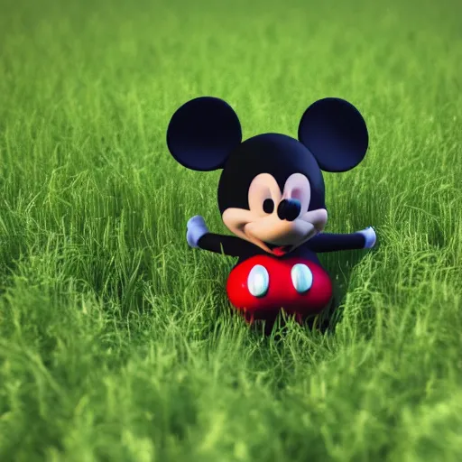 3d render of micky mouse in the grass | Stable Diffusion | OpenArt