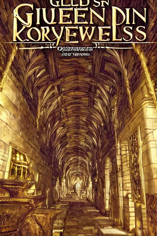 Prompt: the gilded stone halls of the queen of the dwarves | imposing architecture | dungeons and dragons | dwarven kingdom | Terese Nielsen