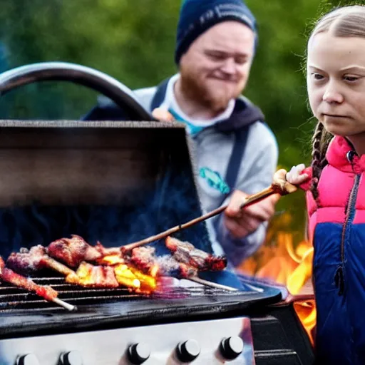 Image similar to photo of greta thunberg having a bbq