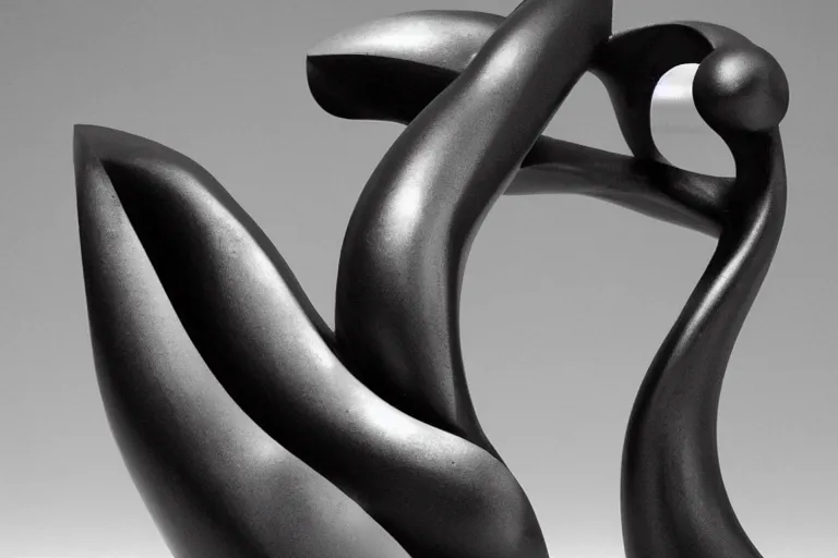 Image similar to a black and white photo of a sculpture, an abstract sculpture by isamu noguchi, zbrush central, precisionism, marble sculpture, biomorphic