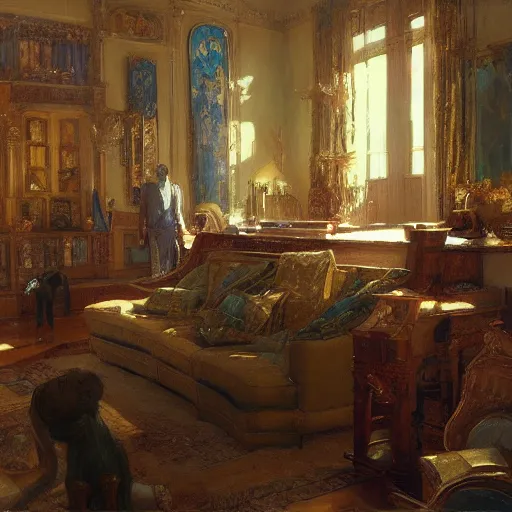 Image similar to detailed cinematic wide shot of sucession modern mansion design spring light, painting by gaston bussiere, craig mullins, j. c. leyendecker