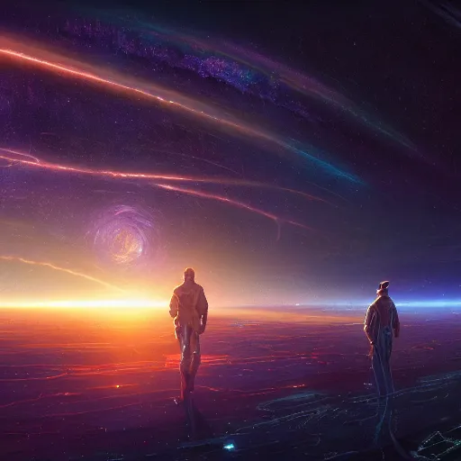 Image similar to thundering across the stars by barclay shaw, andreas rochas, dan mumford, craig mullins, killian eng and makoto shinkai. 8 k, intricate details, illustration, dynamic lighting, unreal engine, featured on artstation, soft glow, lens flare