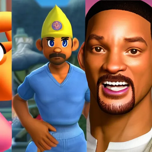 Image similar to Will Smith as a character in Super Smash Bros