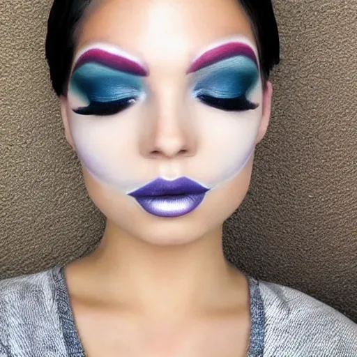 Image similar to A completely normal human face with beautiful makeup