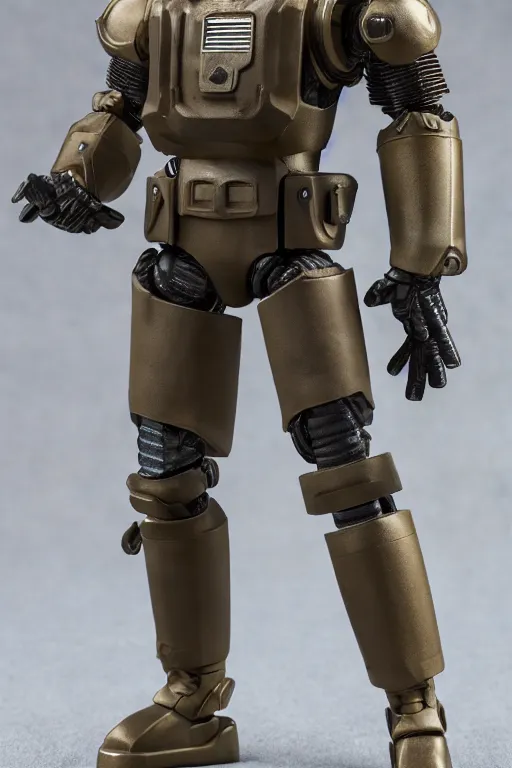 Image similar to 8 k high definition, 1 9 8 0 hasbro style gi joe action figure in power armor, full body, highly detailed, medieval knight, tactical gear, mecha, photorealistic