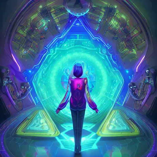 Image similar to skill magic geek inside matrix deepdream radiating a glowing aura stuff loot legends stylized digital illustration video game icon artstation lois van baarle, ilya kuvshinov, rossdraws,