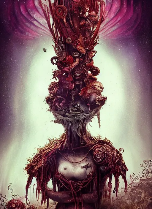 Prompt: alice in wonderland, viking god, alien, highly detailed, cinematic, 8 k, by megan duncanson, benjamin lacombe, adrian borda, stanley artgermm, tom bagshaw, craig mullins, carne griffiths, ayami kojima, beksinski, giger, trending on deviantart, hyper detailed, horror, full of colour