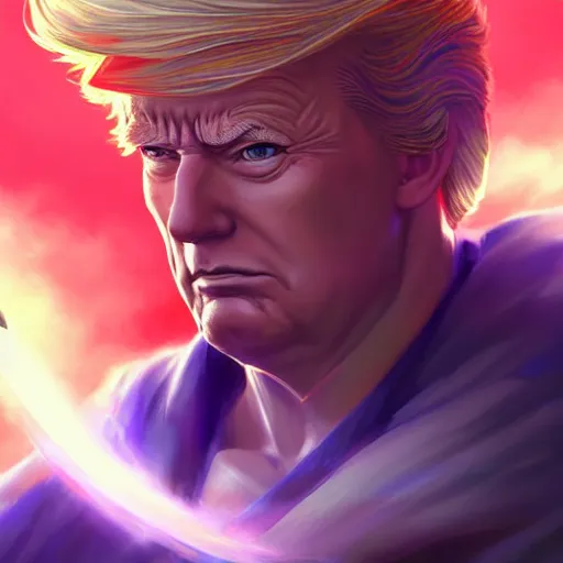 Prompt: anime portrait of Donald Trump as a shaman yedi using dark force to eliminate trump as an anime antagonist by Stanley Artgerm Lau, WLOP, Rossdraws, James Jean, Andrei Riabovitchev, Marc Simonetti, and Sakimichan, trending on artstation