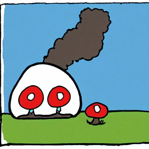 Prompt: a cute anthropomorphic cartoon of a mushroom cloud