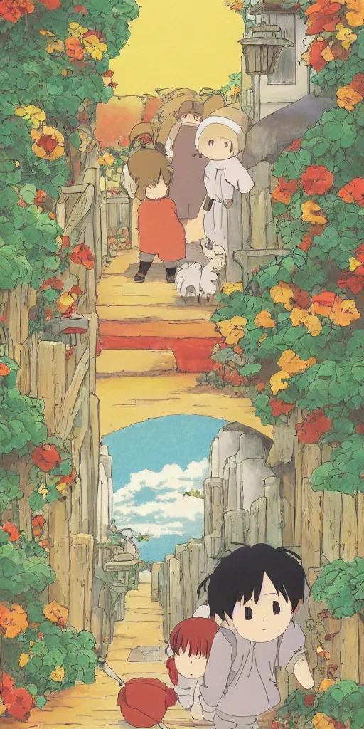 Prompt: greeting card, love, by studio ghibli and hayao miyazaki, warm colors, cozy