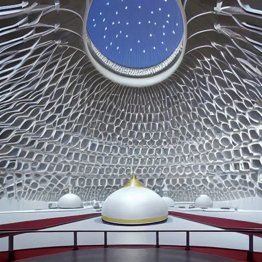 Image similar to mosque with dome by zaha hadid fantasy world