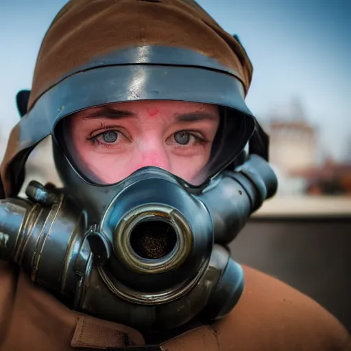 Image similar to person wearing a soviet gasmask, highly detailed, high quality, hd, 4 k, 8 k, canon 3 0 0 mm, professional photographer, 4 0 mp, lifelike, top - rated, award winning, realistic, sharp, no blur, edited, corrected, trending