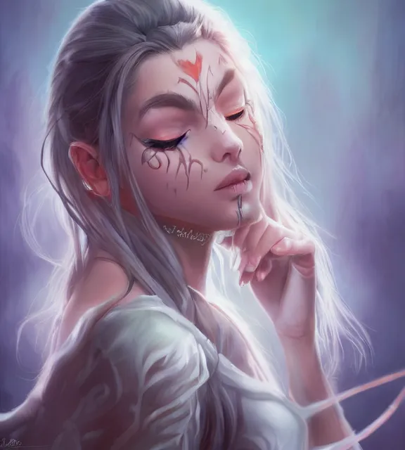 Prompt: a beautiful fantasy portrait of melanie, the official soul reaper of purgatory, portrait art, character art study, hires, 4 k, 8 k, digital art, artgerm and hildebrandt