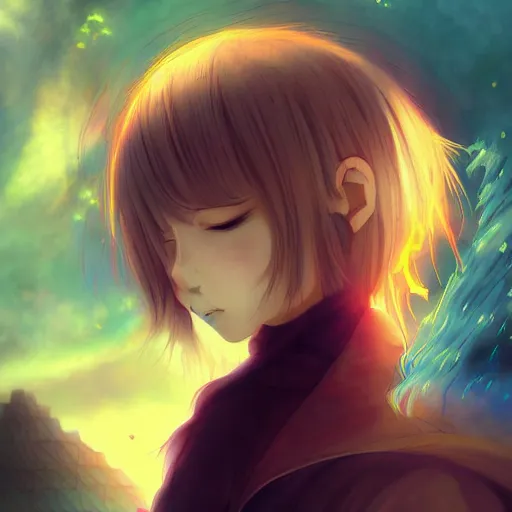 Image similar to Lucid dream anime, digital art, beautiful colours, atmospheric, great composition, smooth lines