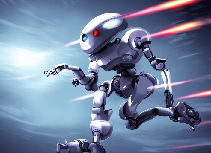 Image similar to robot running in high speed, digital art, anime, highly detailed