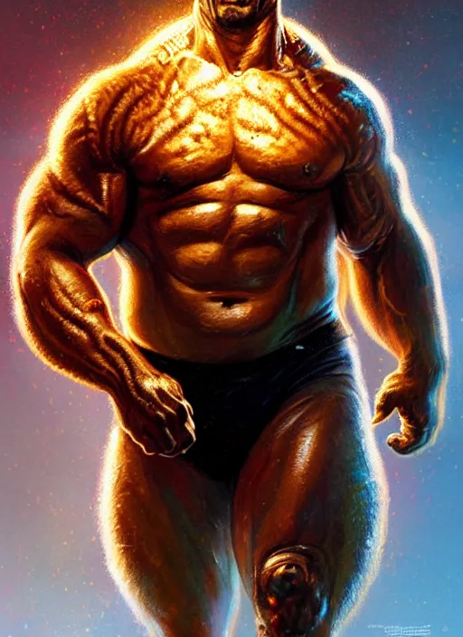 Image similar to dwayne johnson as the thing, body - horror, intricate, elegant, glowing lights, highly detailed, digital painting, artstation, glamor pose, concept art, smooth, sharp focus, illustration, art by artgerm and greg rutkowski, artey freytag