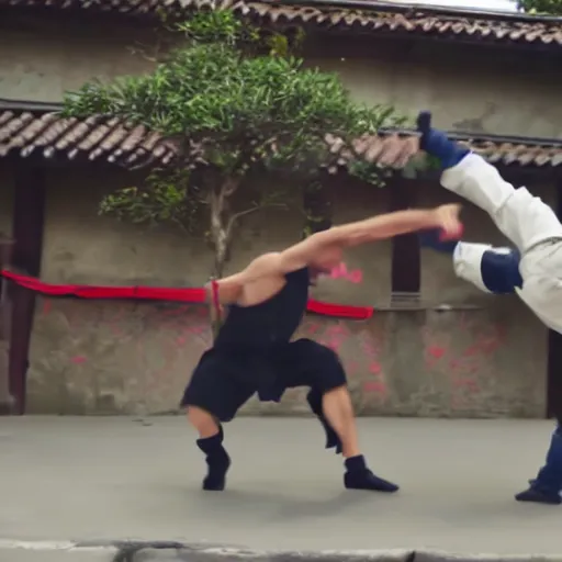 Image similar to photo of ninja fight in slow motion