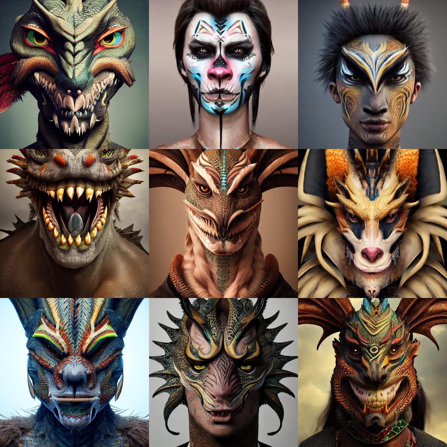 tribal dragon face paint