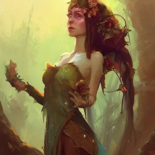 Image similar to Queen of the fae. Fairy people. A fairy Queen. Mandy Jurgens. Phil Hale. Jordan Grimmer. ArtStation.