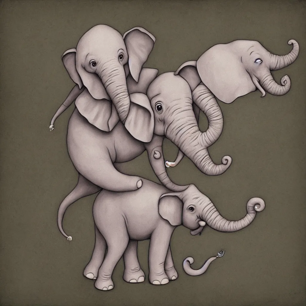 Image similar to elephant in the style of mark ryden