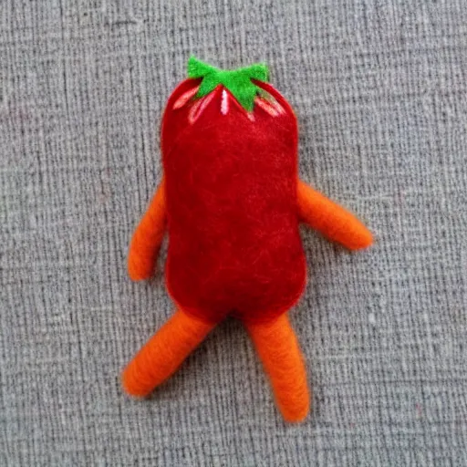 Prompt: adorable strawberry critter felt doll