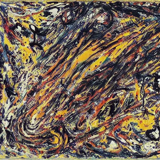 Prompt: Liminal space in outer space by Jackson Pollock