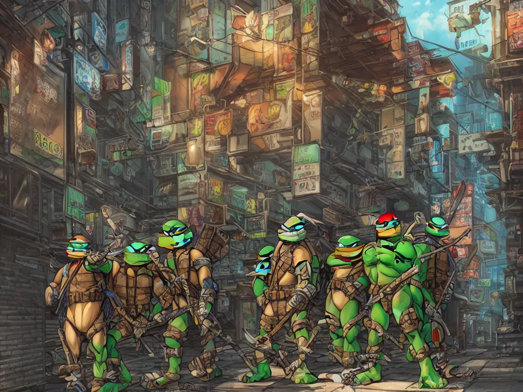 cartoon teenage mutant ninja turtles, standing in | Stable Diffusion ...