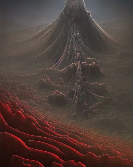 Image similar to a surreal, hellish, and maddening battlefield filled with a mountain made of robot corpses behind it in the style of zdzisław beksinski in the style of junji ito trending on artstation deviantart pinterest furaffinity detailed realistic hd 8 k high resolution