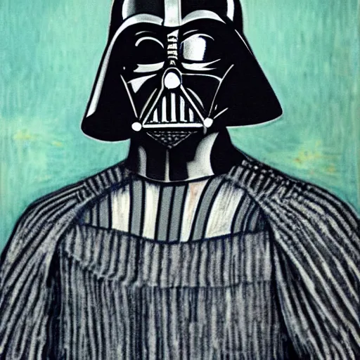 Image similar to darth vader by van gogh, highly detailed, portrait