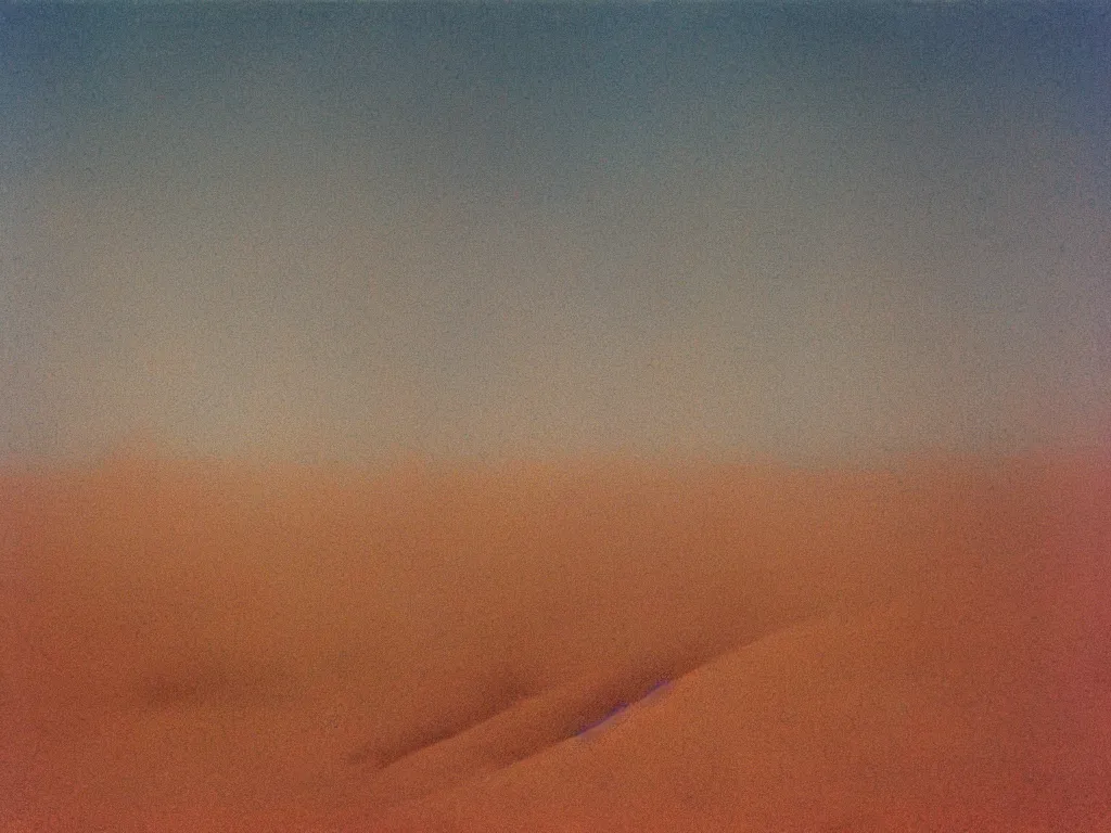 Prompt: autochrome of a dust storm in desert in the style of Straylight and Dune by Villeneuve