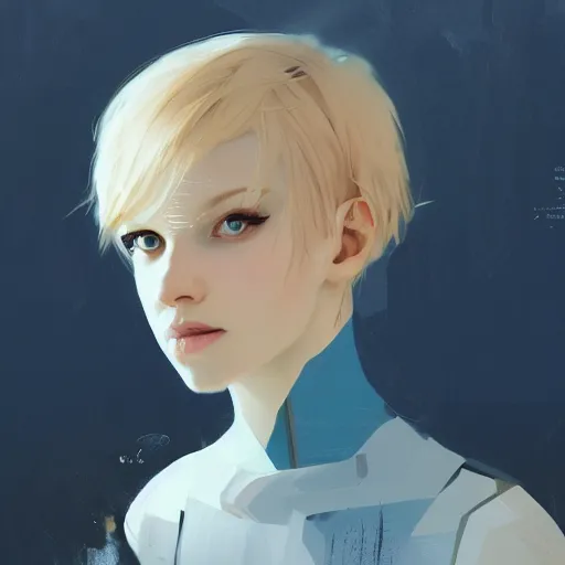 Image similar to Beautiful girl with a blond hair and blue eyes profile picture by Greg Rutkowski, asymmetrical, Organic Painting , Matte Painting, geometric shapes, hard edges, street art, trending on the artstation, realistic:2 by Sachin Teng:4, blur: -4