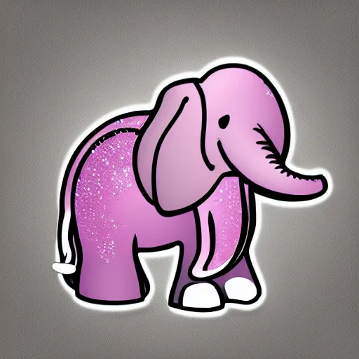 Image similar to an emoji of a cryping elephant with a sparkly background