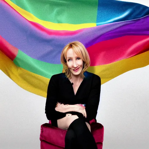 Prompt: JK Rowling says trans rights are human rights, pride flags, 4k