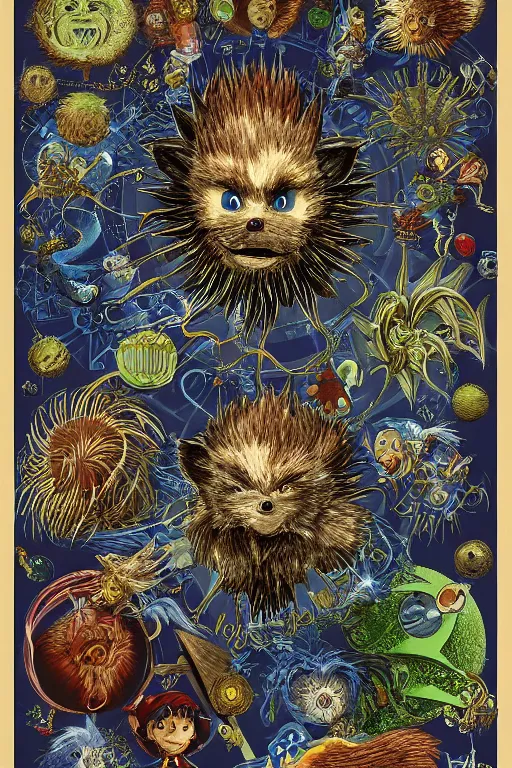 Prompt: Harry Potter Obama Sonic the Hedgehog 10, painted by Ernst Haeckel, 8K