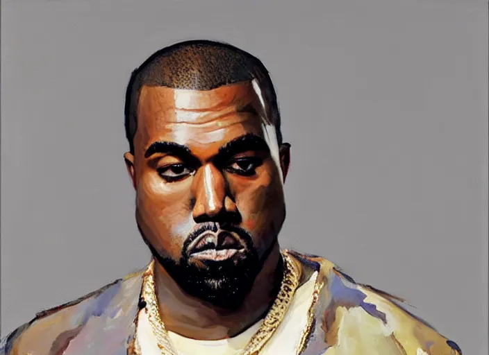 Image similar to a highly detailed beautiful portrait of kanye west, kanye west, by gregory manchess, james gurney, james jean