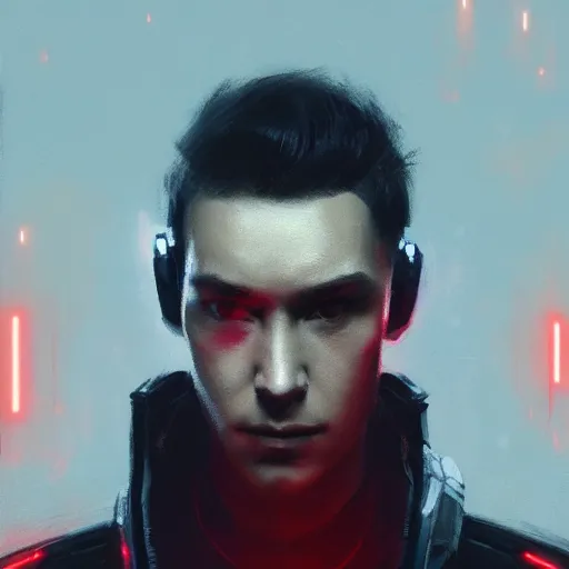 Image similar to A portrait of a man, hairstyle undercut, techwear, cyberpunk, sith, star wars art, red light, art by greg rutkowski, matte painting, trending on artstation