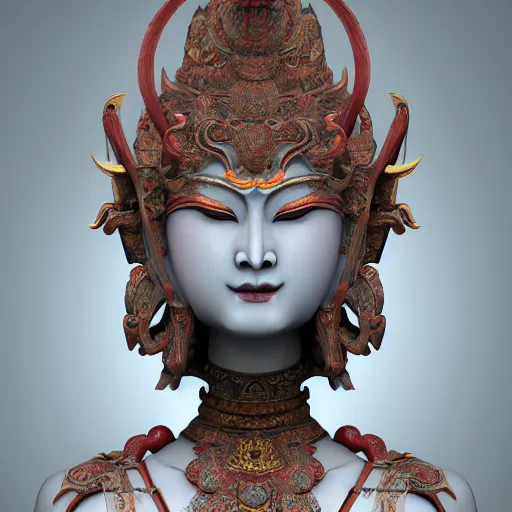 Prompt: naraka buddhist demon korean female, highly detailed, symmetrical long head, smooth marble surfaces, detailed ink illustration, raiden metal gear, cinematic smooth stone, deep aesthetic, concept art, post process, 4 k, carved marble texture and silk cloth, latex skin, highly ornate intricate details, in the style of 8 8 grzes