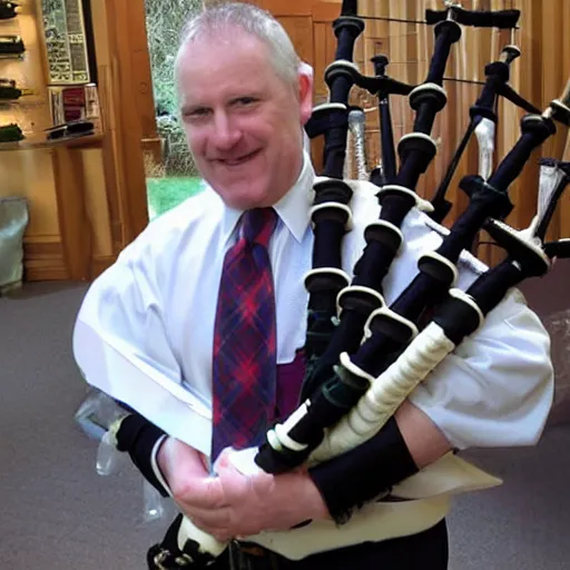 Prompt: bagpipes made of foley catheter bag and clear tubes