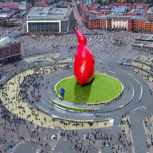 Image similar to photo giant kiwi on red square
