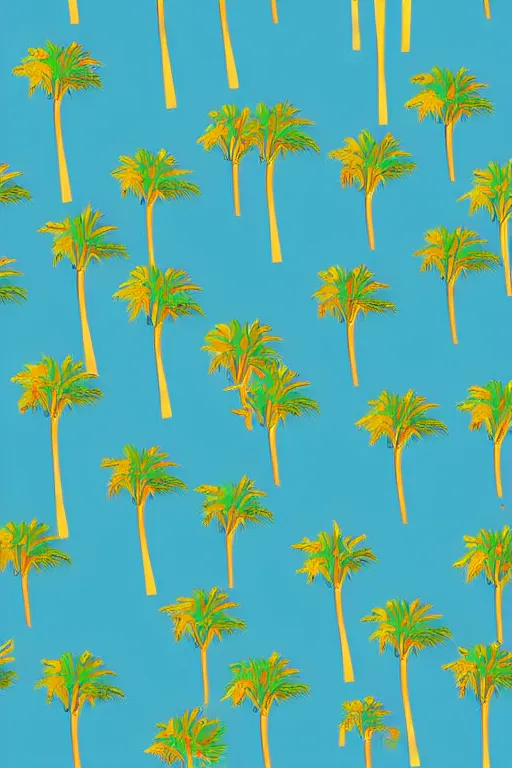 Image similar to minimalist boho style art of colorful palm trees in miami, illustration, vector art